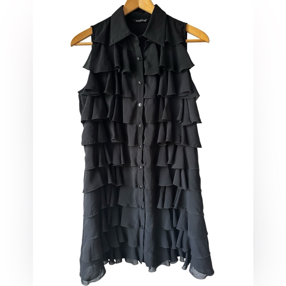 Samuel Dong Ruffle Button Up Dress